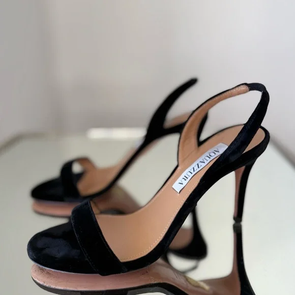 Like new Aquazzura 85mm So Nude Sandals Black Velvet 36 $695